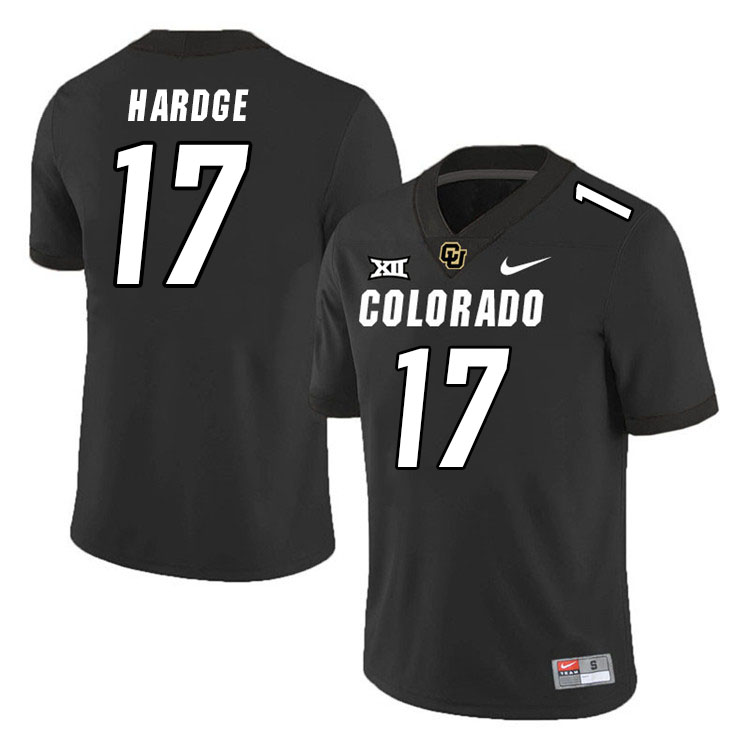 Colorado Buffaloes #17 Isaiah Hardge Big 12 Conference College Football Jerseys Stitched Sale-Black